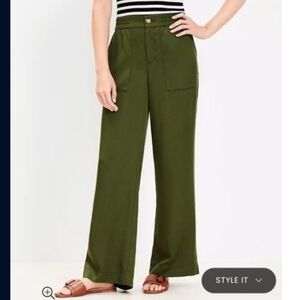 LOFT Green Cargo Pants with Wide-Leg Fitv NWT Sz2